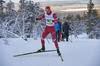 Сергей Устюгов финиширует вторым в гонке на 15 км свободным стилем в Муонио (Финляндия).